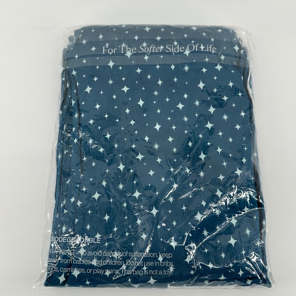 Eberjey Gisele Printed Modal Long PJ Set Festive Lights Sapphire/Ivory Size M - Picture 3 of 6